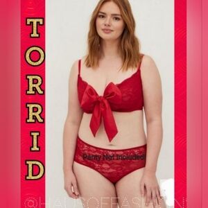TORRID Red Jester Lace & Satin Bowfront Underwire Longline Bralette! NWT!